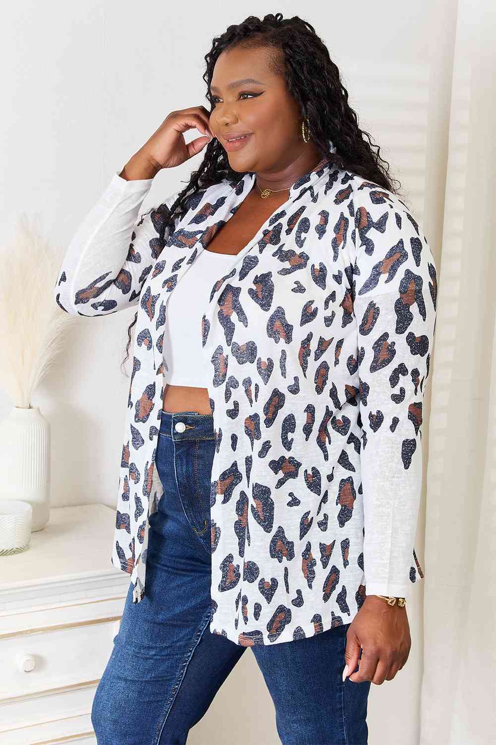 Double Take Leopard Long Sleeve Cardigan