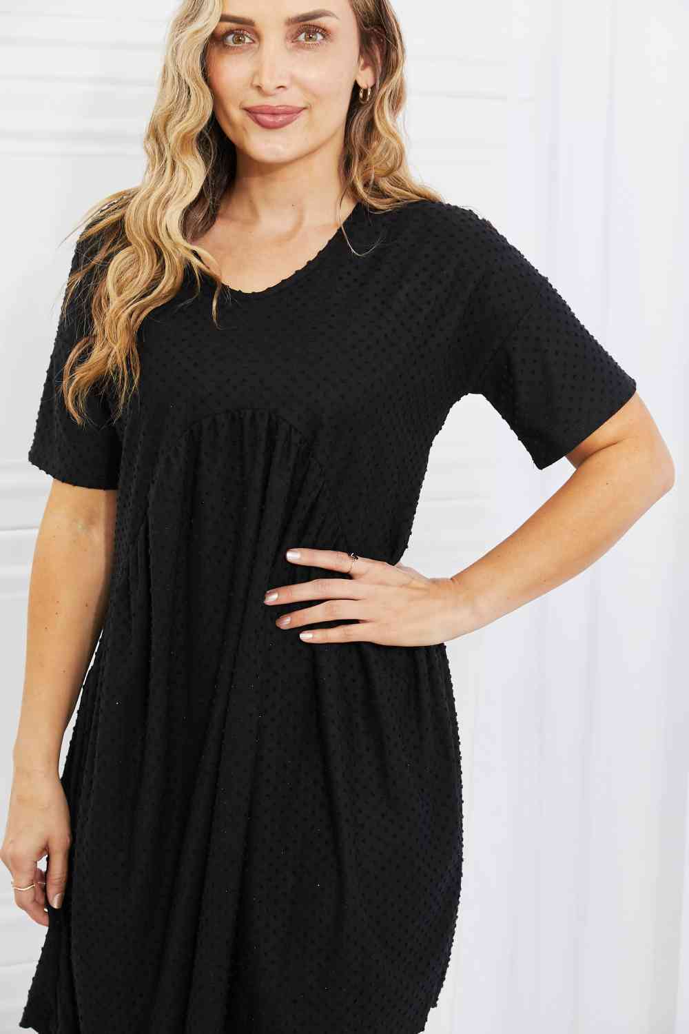 BOMBOM Another Day Swiss Dot Casual Dress in Black